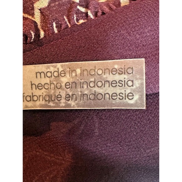 Calvin Klein Sz XL Burgundy Ruffled Floral Long Sleeve Surplice Neckline Blouse - Picture 10 of 11